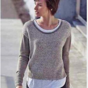 Athleta Brindle Marled ThumbHole Wool Crew Sweater